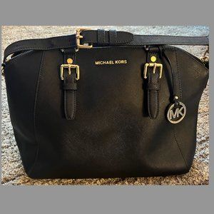 Michael Kors Ciara Large Saffiano Leather Satchel Navy